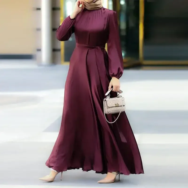 Vestidos Maxi Muçulmanos para Mulheres, Abayas Simples Soltas, Dubai, Turquia, Islâmico Glamoroso, Monocromático, Abayas Elegantes