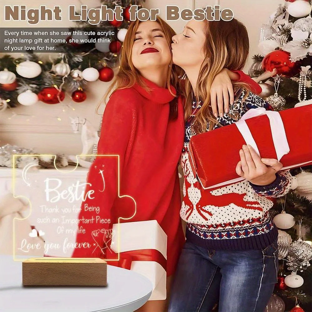 Accessori fotografici con decorazioni luminose in acrilico da 1 pezzo, base USB, regalo per amiche, regalo per amicizia in ufficio