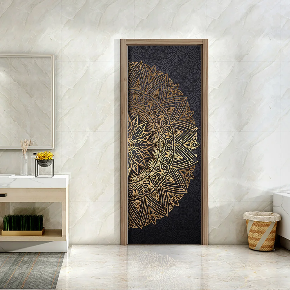 Vintage 3D Door Stickers Self Adhesive PVC Wooden Printed Retro Door Wrap Sticker Cover Wallpaper Fridge Art Mural Decoration