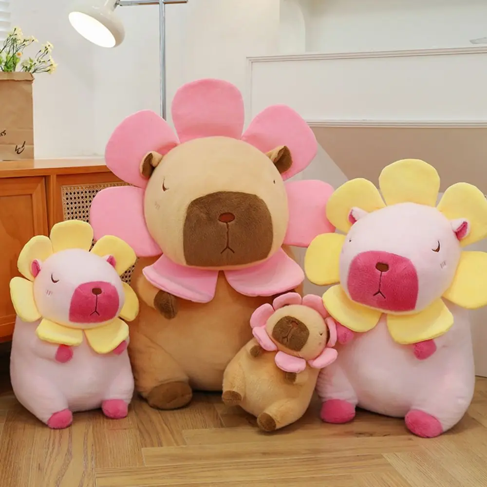 Anziehen Sonnenblume Capybara Plüsch Cartoon flauschige Capybara Plüsch Spielzeug Simulation weiche Capibara flauschige Puppe Wohnkultur