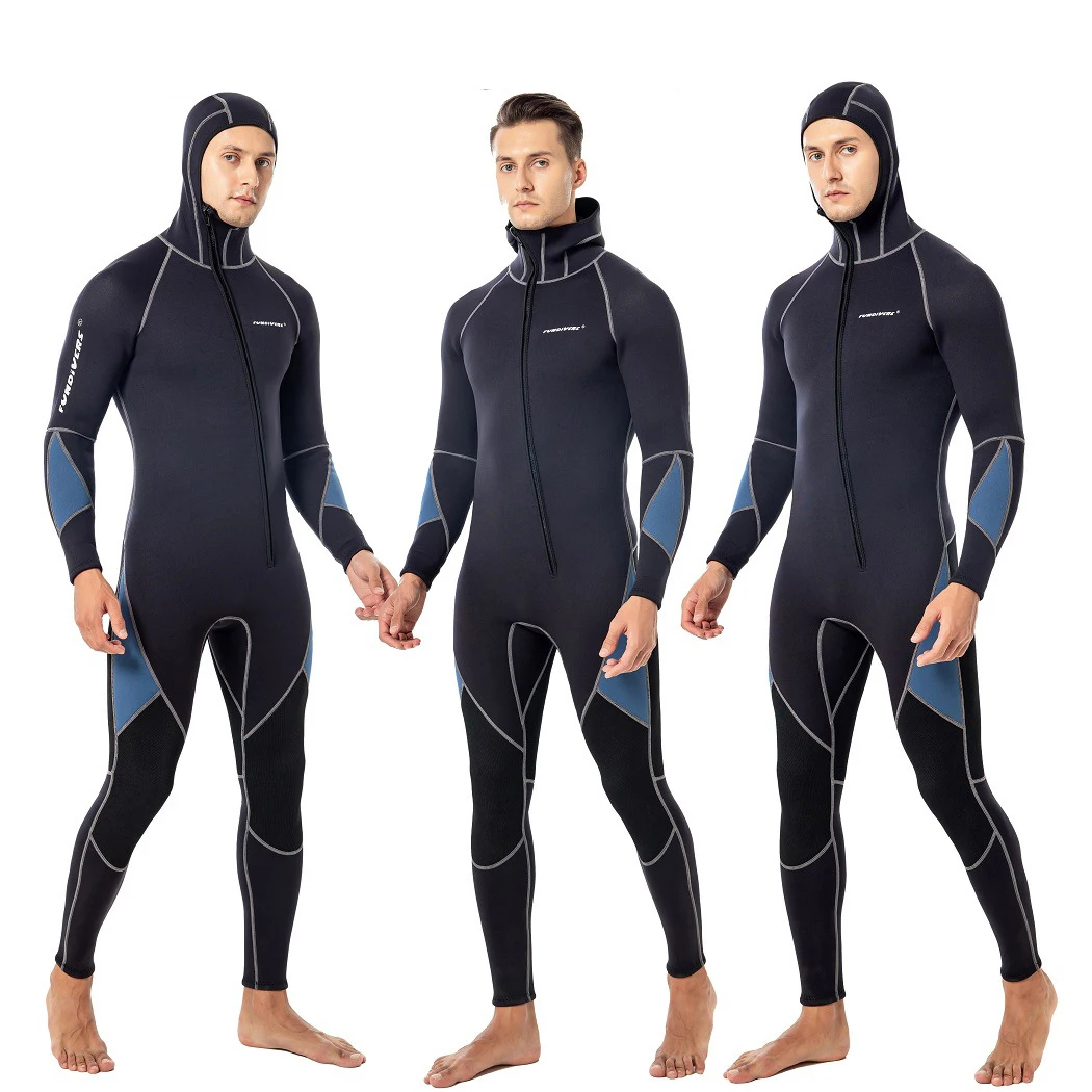 3MM Neoprene Wetsuit Front Zipper Men Kite Surf Diving Suit Kayak Swim Scuba Diving and Snorkeling Hood Spearfishing Wetsuits