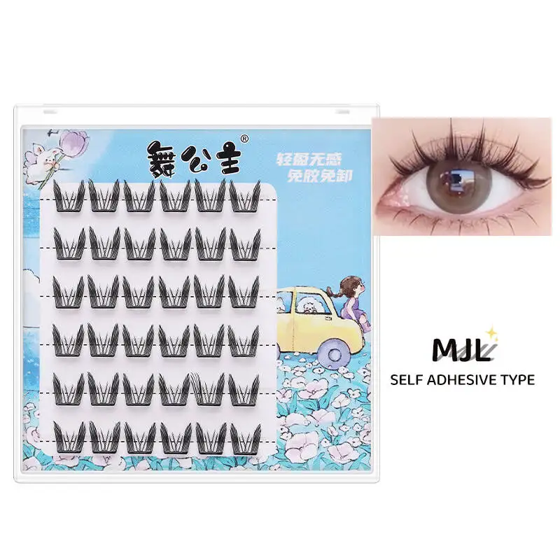 DINGSEN Selbstklebende Cluster-Wimpern, 6 Reihen, einzelne Wimpern, kein Kleber erforderlich, koreanisches Make-up, DIY-Wimpern, natürliche Wimpern – Detail 18