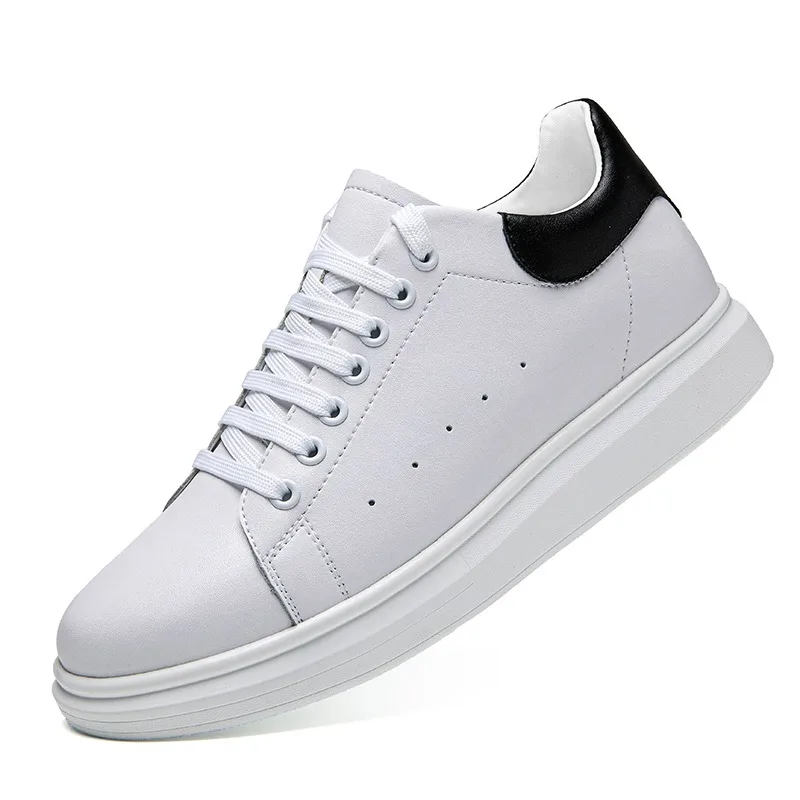 

White Elevator Shoes Men Sports Casual Sneakers Height Increasing Board Shoes Invisible 8cm Heighten Flats Man Taller Lifting