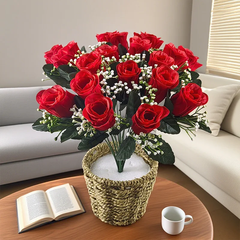 

18 Roses Simulation Flowers Bouquet Home Living Room Decor Wedding Bouquet Props Photography Background Floral