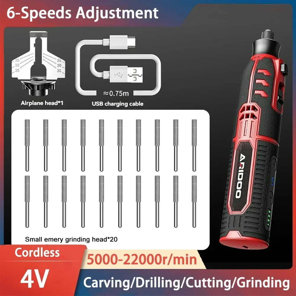 

4V Rotary Tool Electric Grinder Handheld Polished Jade Carving Tool Household Mini Electric Drill Multi-Function Engraver Kit