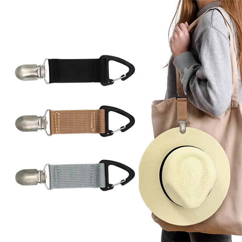 Clip per cappello per viaggiare appeso alla borsa borsa zaino bagagli per adulti accessori da spiaggia da viaggio all'aperto (kaki)