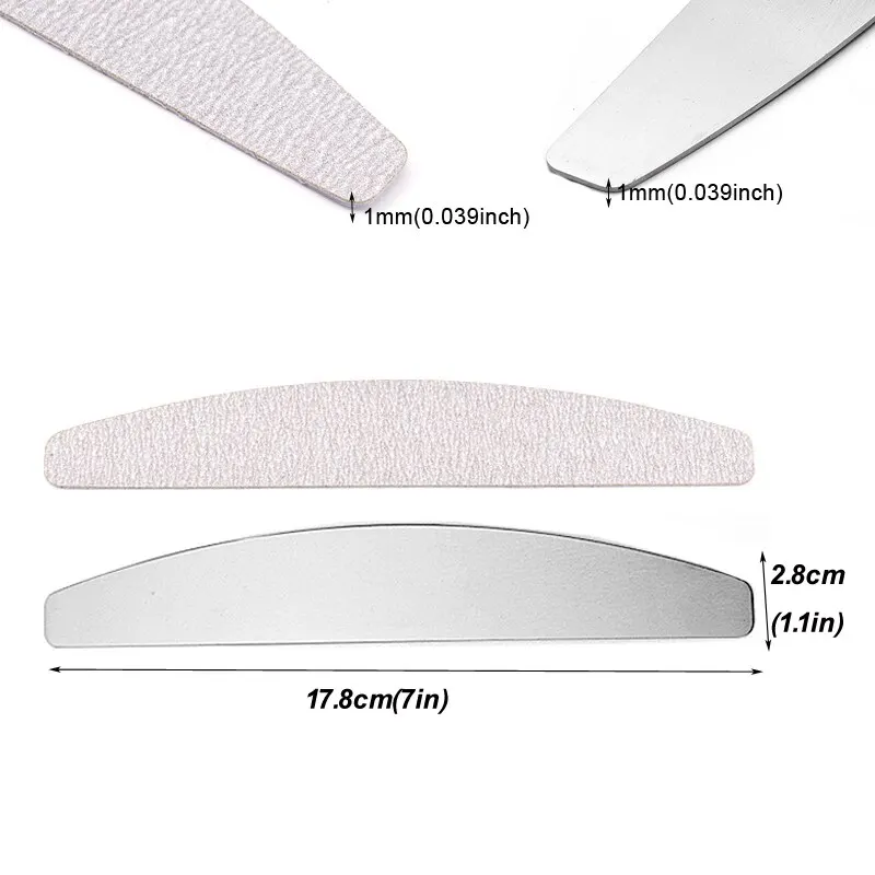 ملفات أظافر بديلة 80/، أوسادات رملي نصف قمر رملي مع مقبض معدني ، ملفات متينة قابلة للإزالة