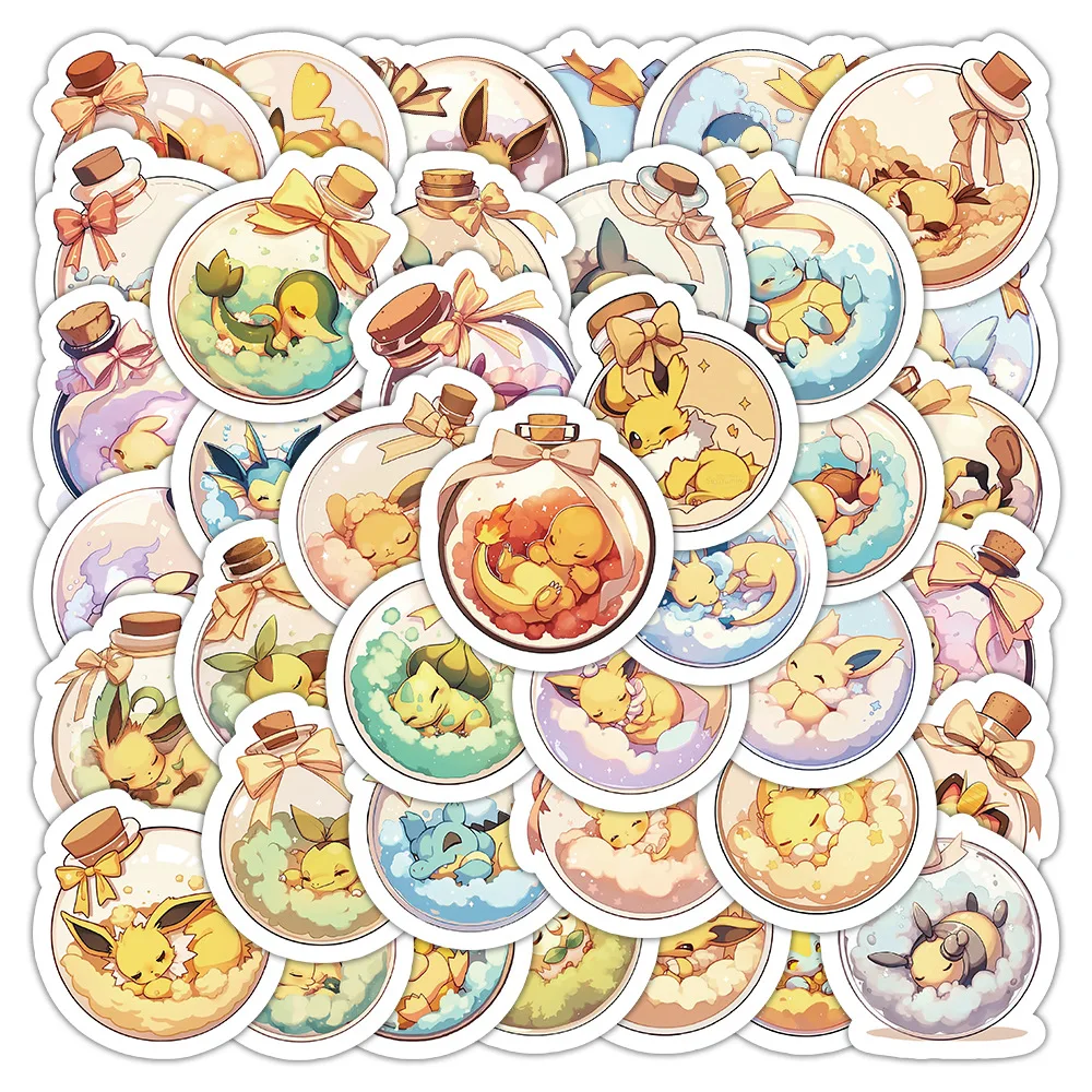 

10/54PCS Cute Current Bottle Pokemon Anime Stickers Kawaii Decals DIY Skateboard Laptop Phone Guitar Cartoon Sticker Kids Toys