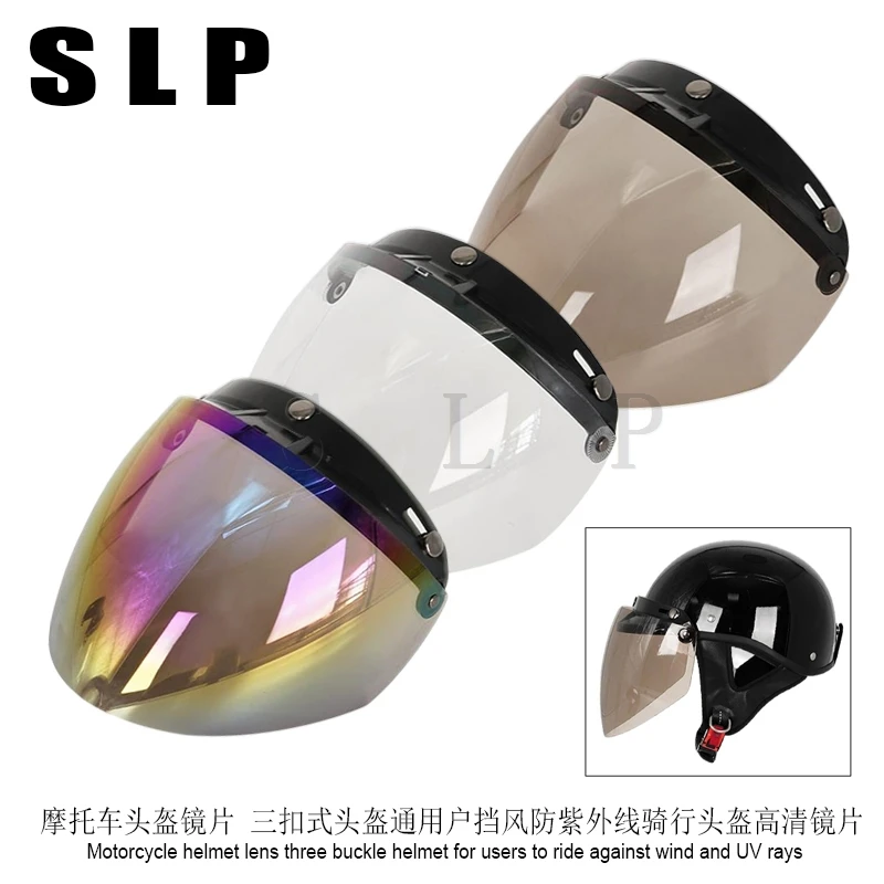 

Motorcycle helmet lens three button helmet with user's windshield and UV protection riding helmet high-definition lens