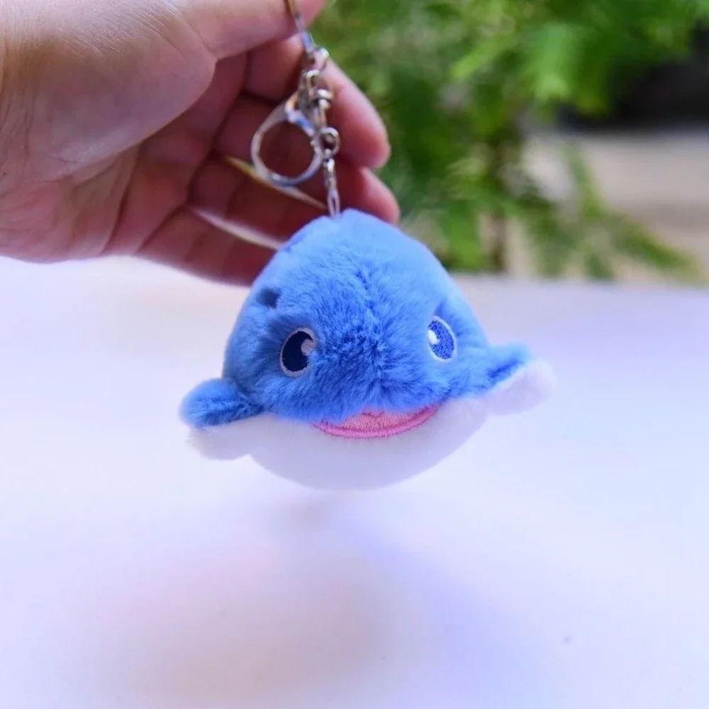 11cm Blue Shark Dolphin Killer Whale Ray Key Chain Pendant Plush Toy Children's Gift Mini Sea Animal Backpack Hanging Ornament