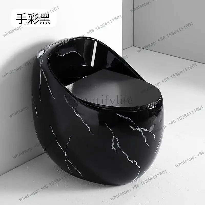 

New egg-shaped hand color toilet creative siphon water-saving silent toilet toilet round