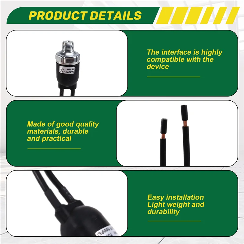 

Выключатель давления воздушного компрессора HGFLE с проводами 12AWG 12 В 20 А 1/4 NPT,