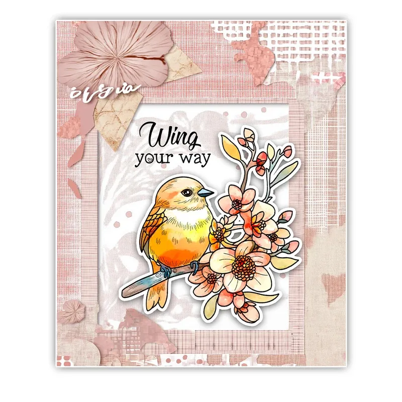 Spring Flowers Sparrow Birds Clear Stamp DIY Scrapbooking Supplies Silicone Stamp For Card Making Albums Crafts Decor