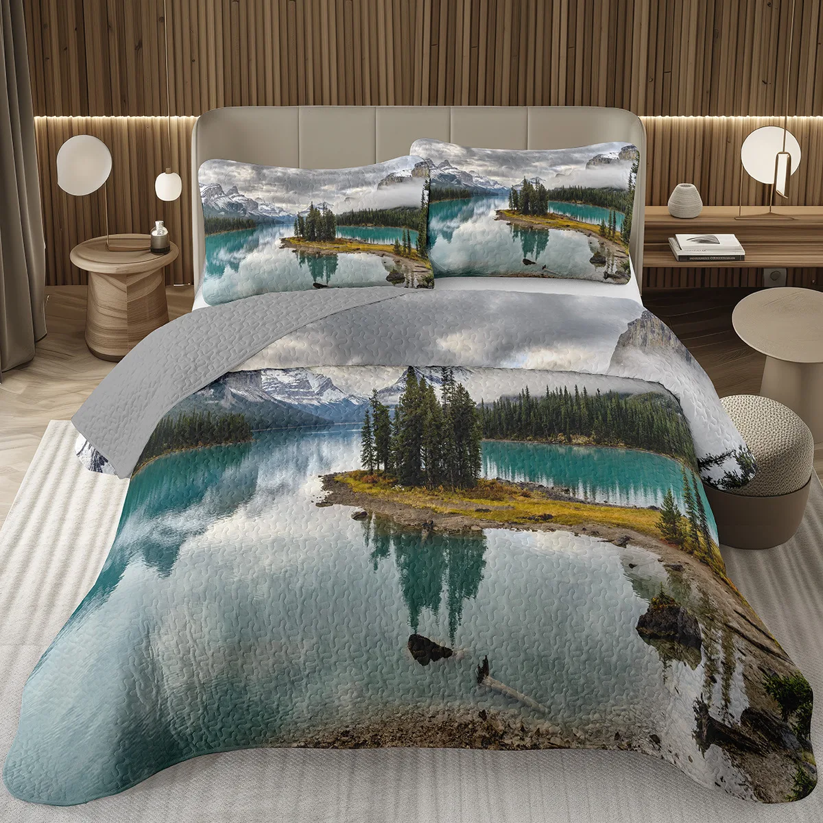 

Mountain Bedspread Queen/Twin, Natural Landscape Coverlet Set for Boys Girls Adults Room Decor, Soft Polyester Quilted Bedding
