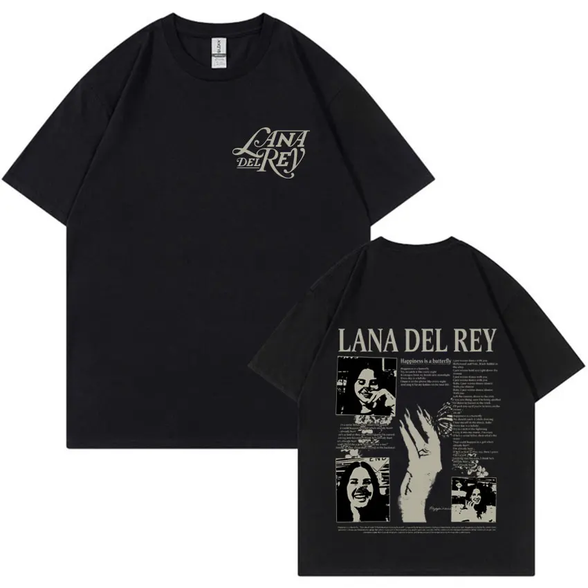 

90s Singer Lana Del Rey T-Shirt Harajuku Gothic Mens Women Casual Short-Sleeve Fashion T-Shirts Oversized Cotton Tees Streetwear