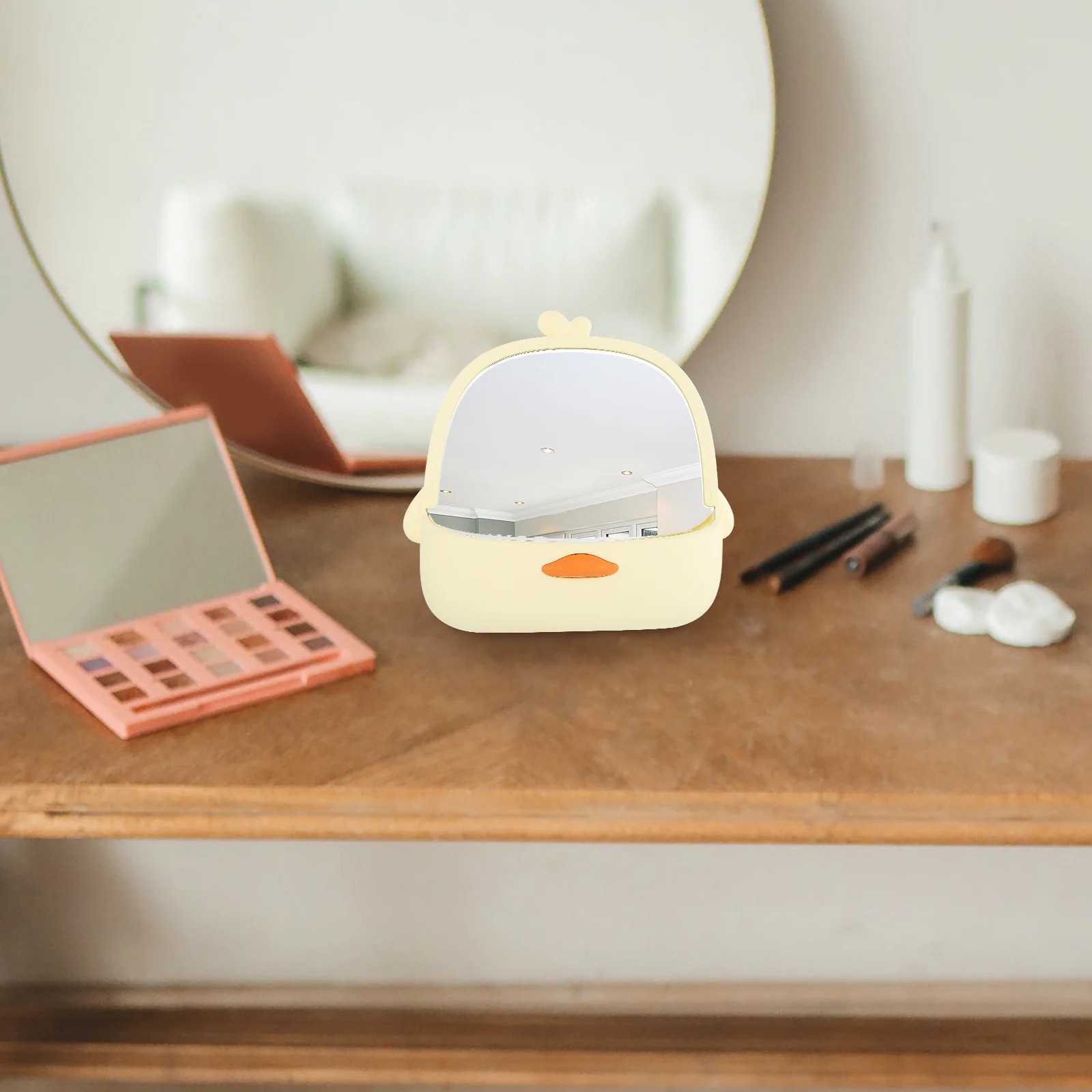 مرآة مكياج مبتكرة واقفة، مادة ممتازة مقاومة للخدش، تصميم كرتوني لطيف، مرآة زينة لسطح المكتب للنساء والفتيات #6