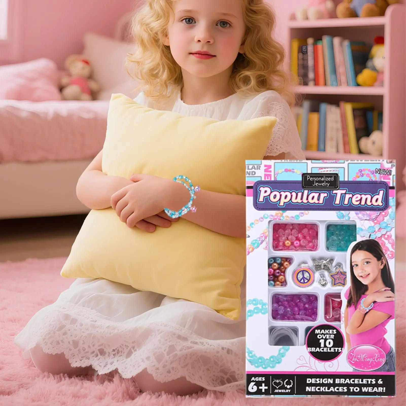 여아용 DIY 팔찌 만들기 키트 어린이 미술 및 공예 보석 끈 엮기 세트 장난감 6-12세 선물용