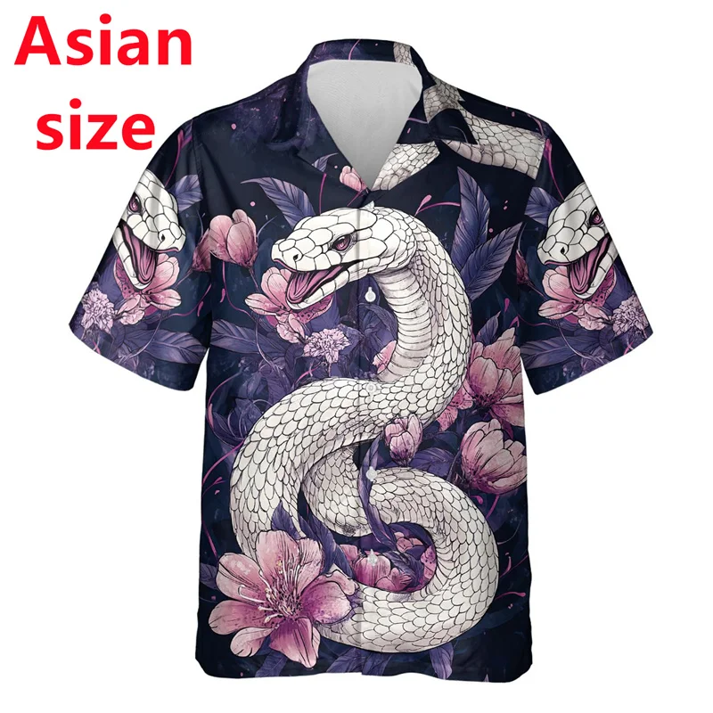 Year Of Snake 2025 3D Printed Shirts For Men Chinese New Year Beach Shirt Funny Gifts Short Sleeve Button Clothing Unisex Tops