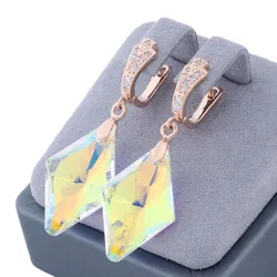 Luxury Designer Jewelry Trend Big Dangle Earrings For Women 585 Rose Gold Color Fashion Hanging Earrings 2023 High Quality