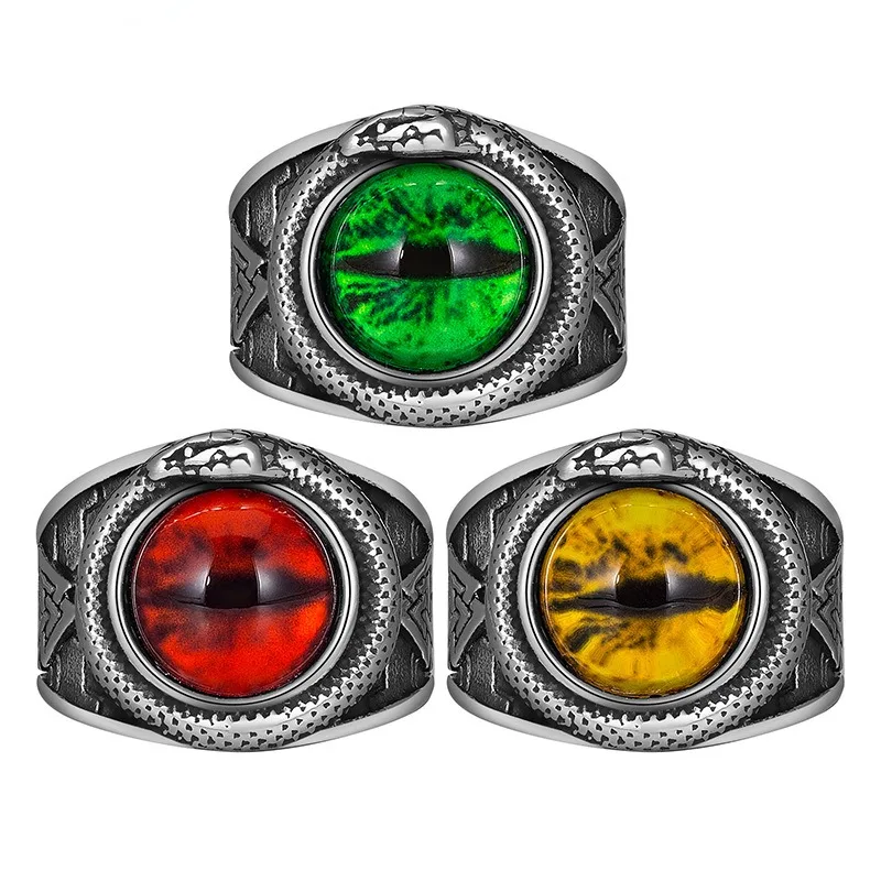 

Punk retro personality domineering ring, Japanese and Korean men's ring set with Devil's Eye - preferred for parties