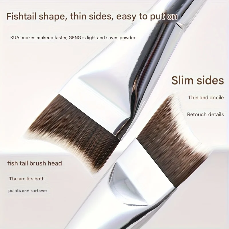 Pincel de base de ponta dupla, cerdas de nylon macias com raspador embutido, alça antiderrapante para aplicação impecável, ferramenta de maquiagem, 1 peça