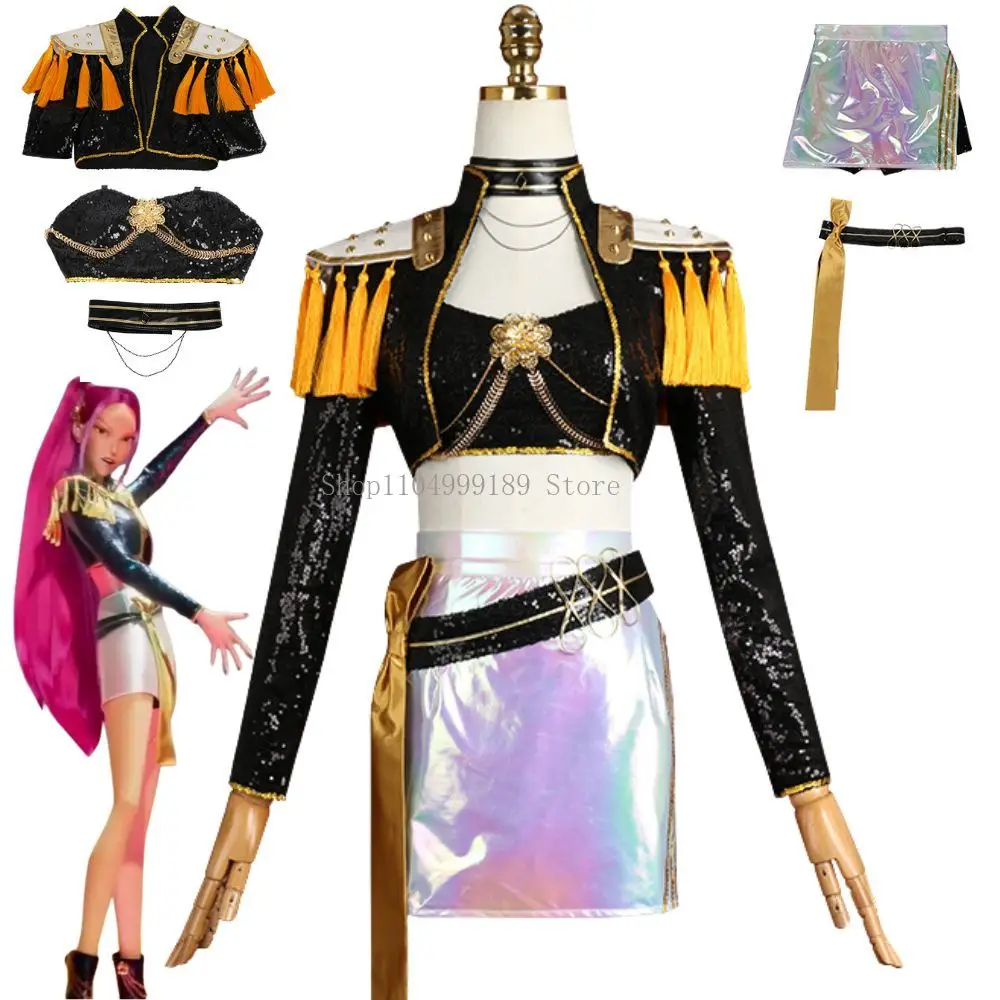 

Kpop Demon Hunters Mira Cosplay Costume Wig for Women Clothes Girl Group Idol Roleplay Performance Suit Carnival Halloween Suit