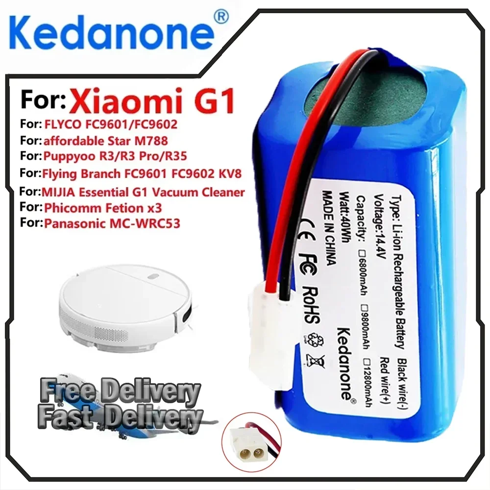 

【High Capacity】Replacement Battery H18650CH-4S1P 12800mAh For XiaoMi MiJia Mi Robot Vacuum-Mop Essential G1 MJSTG1 SKV4136GL