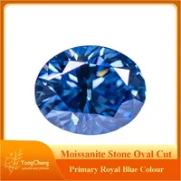 Moissanite Stone Oval Cut Primary Royal Blue Colour Lab Created Synthetic Gemstone Passed Diamond Tester Comes GRA Certificate