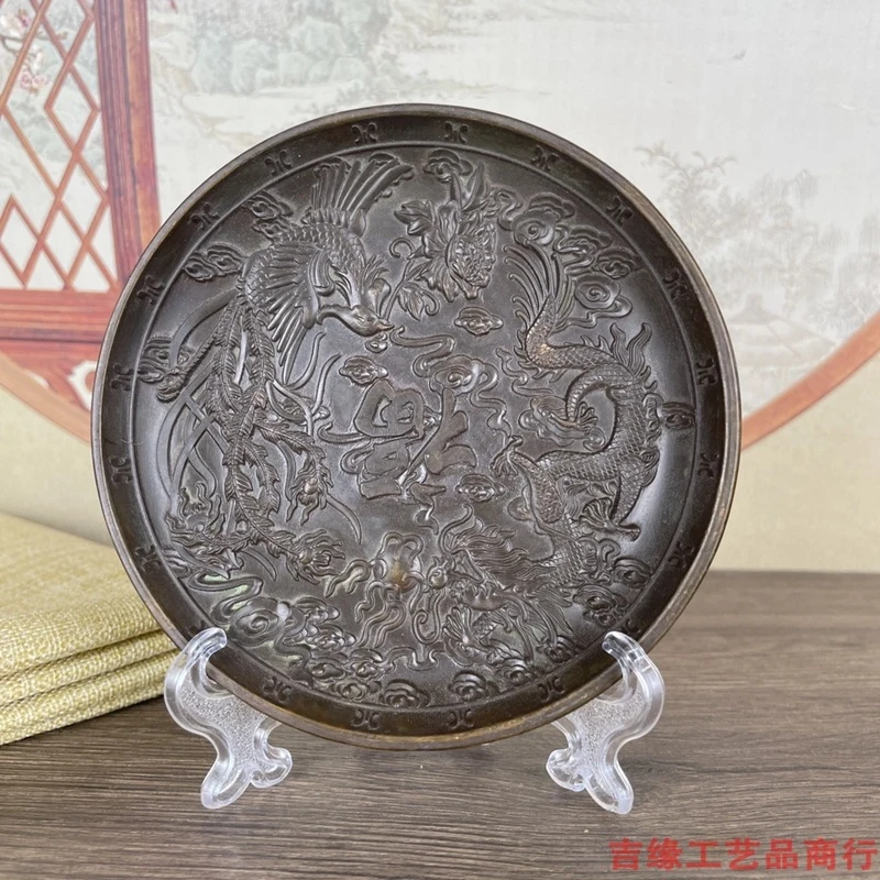 plate ornaments, antique miscellaneous items, vintage plates, home craft decorations, Dragon and Phoenix fort