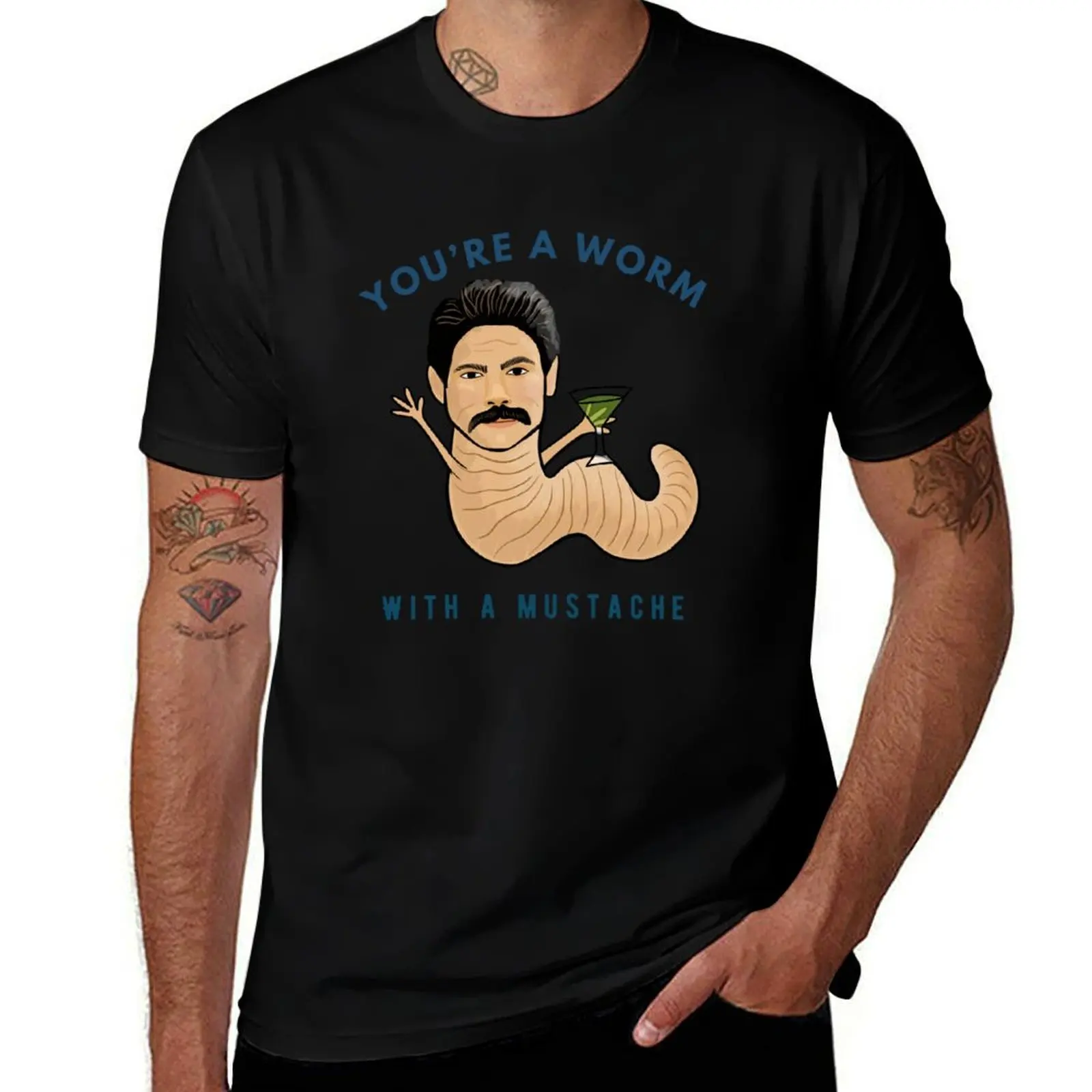 You’re a worm with a mustache T-Shirt Minimalist Plain Crew Neck T-Shirt