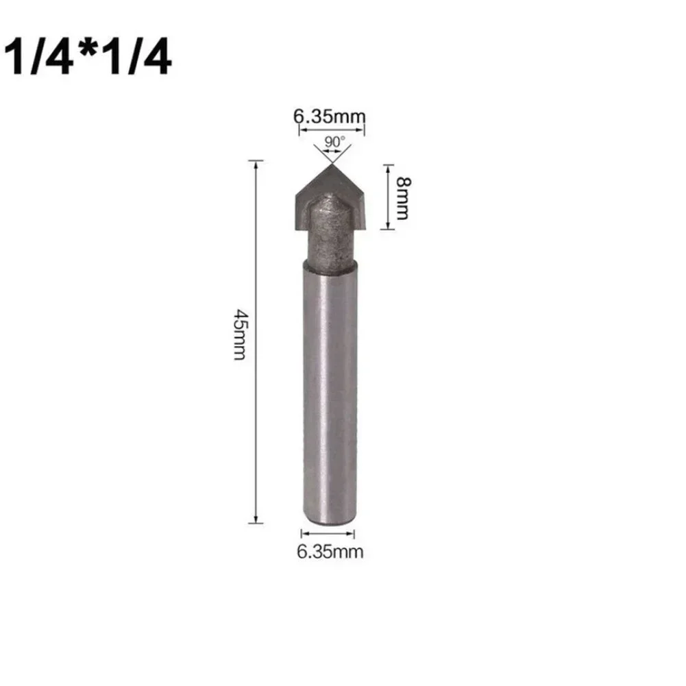 4 adet Katı Karbür End Mill 1/4 Inç Shank 90 Derece V Oluk Yönlendirici Bit Seti CNC Gravür Matkap Uçları Ağaç İşleme freze kesicisi