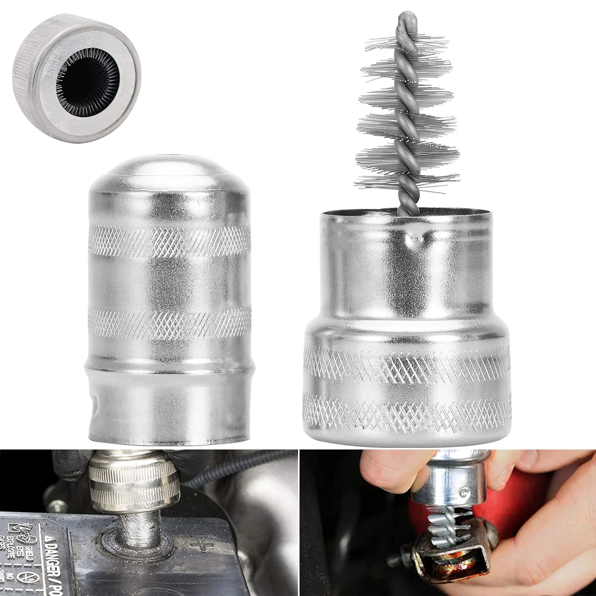 Escova de fio para limpeza de carro, escova de fio para bateria de carro, limpador de terminal, escova de corrosão, ferramenta de limpeza manual, acessórios para carro