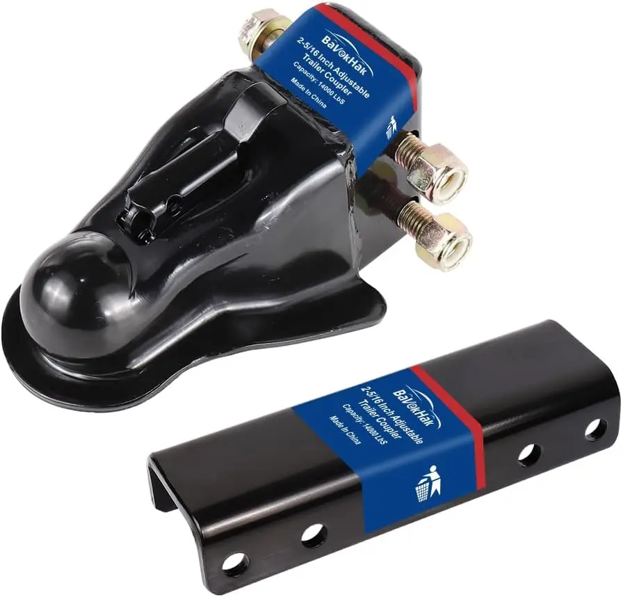 

Adjustable Trailer Coupler 2-5/16 Inch with Channel and 5 Position Channel and Fasteners （14000lbs）