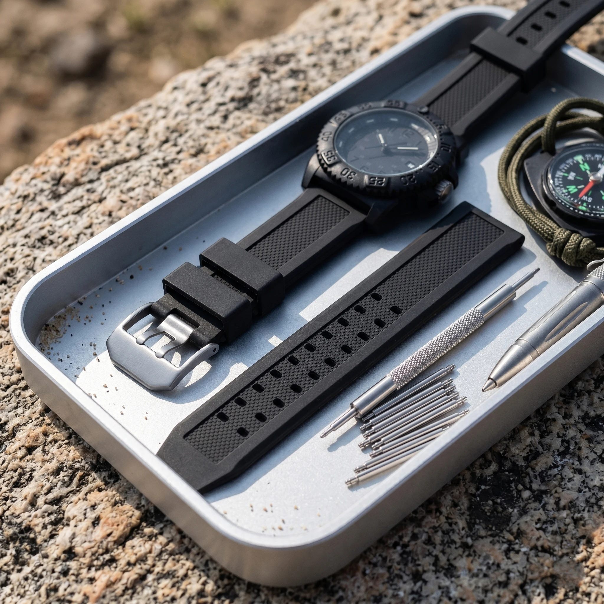 Correa de reloj de buceo de silicona negra de 23mm, correa de reloj deportiva de goma con hebilla de acero inoxidable para relojes Luminox