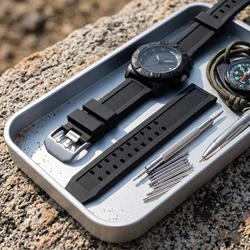 23mm Black Silicone Diving Watch Strap Sport Rubber Watchband With Stainless Steel Buckle For Luminox Watches