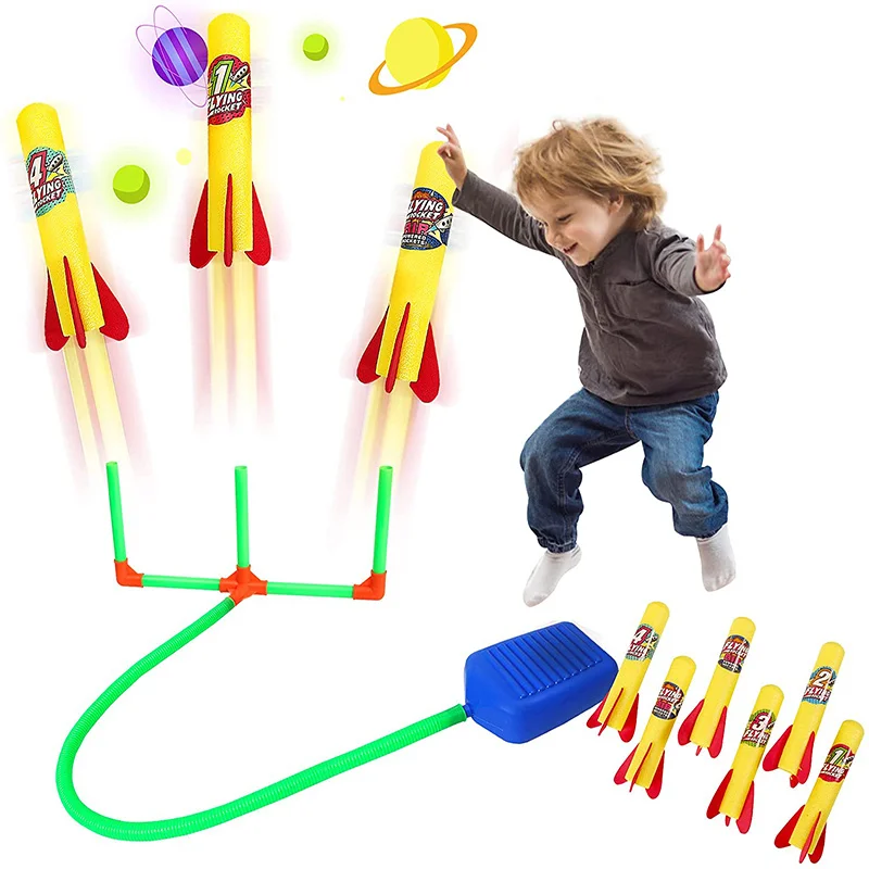 Outdoor Kinderen Opblaasbare Game Raket Pedaal Sport Luchtpomp Stoma Blower Foam Launcher Raket Model Launcher Familie Game Led