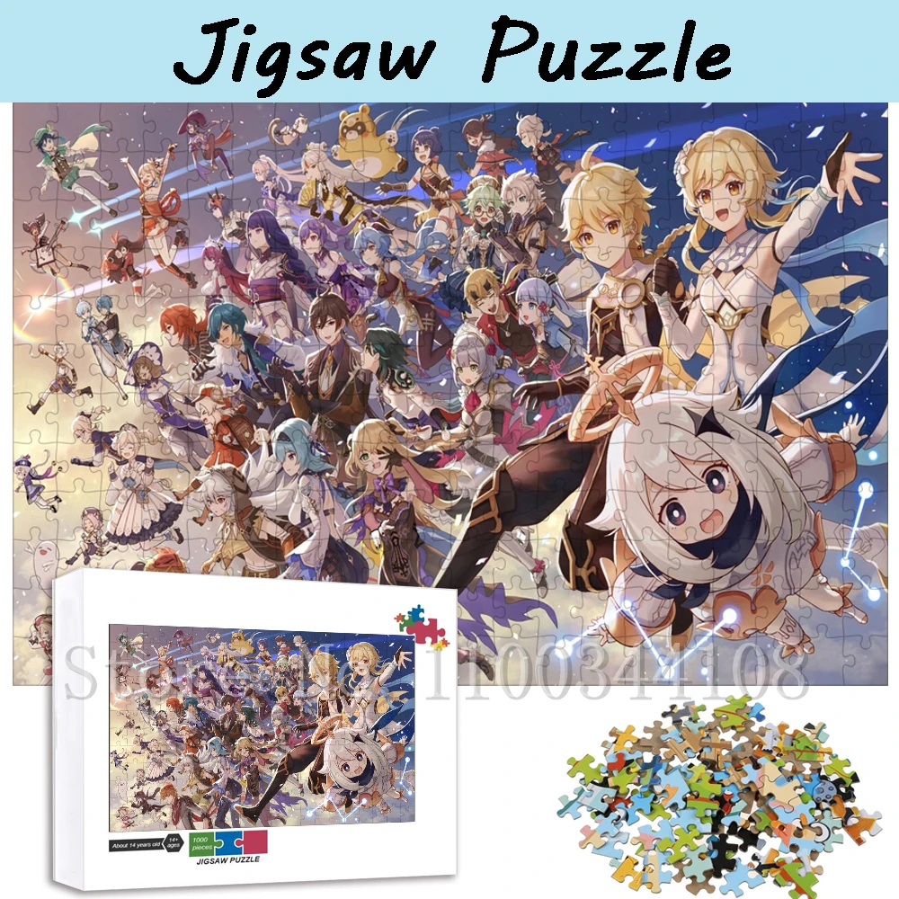 Genshin Impact Anime Jigsaw Puzzles para adultos, Brinquedos de alívio do estresse, Brinquedo artesanal, Presente especial, Fro, 300 pcs, 500 pcs, 1000 pcs