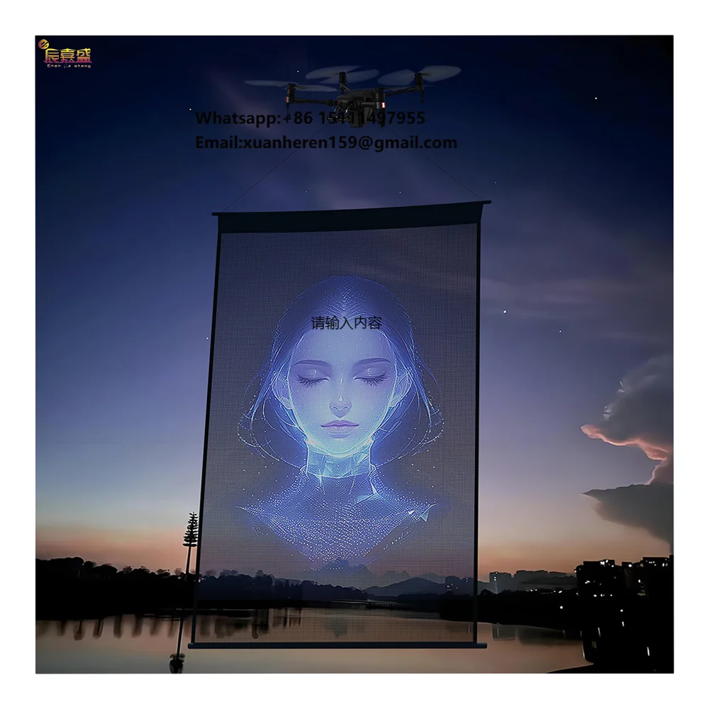 P25 Verwijderbaar Vliegend LED-scherm Flexibel LED Transparant Magisch Tapijt Scherm met drone voor reclamepresentatie