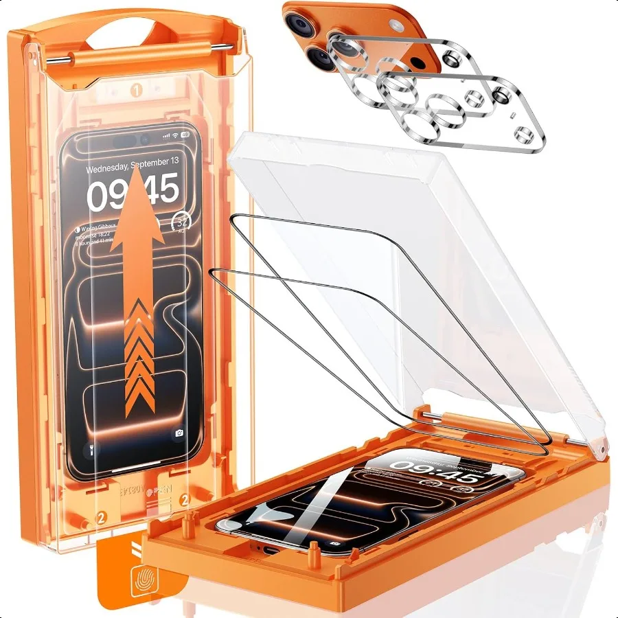 UNBREAK TOP 9H + verre 2 + 2 paquets pour iPhone 17 Pro Max protecteur d'écran avec protecteur d'objectif d'appareil photo [Zero Bubble] 10X militaire Pr
