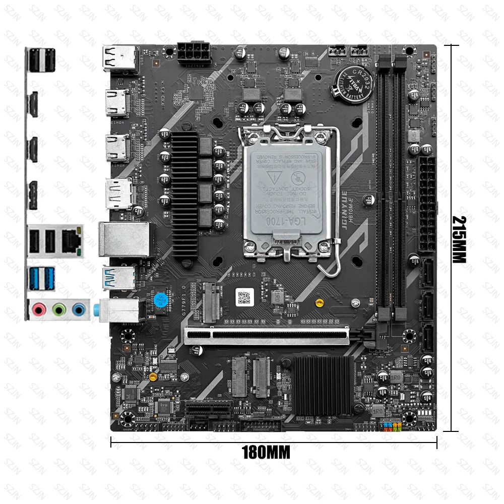 JGINYUE H610 Motherboard Set LGA1700 Support 12/13/14th Core DDR4 Dual Memory MAX 64GB 2x M2 NVME Gaming Desktop Combo