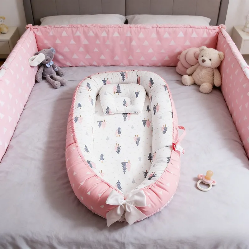 Berço portátil para bebê, lavável, removível, berço, cabeceira, ninho infantil, cama co