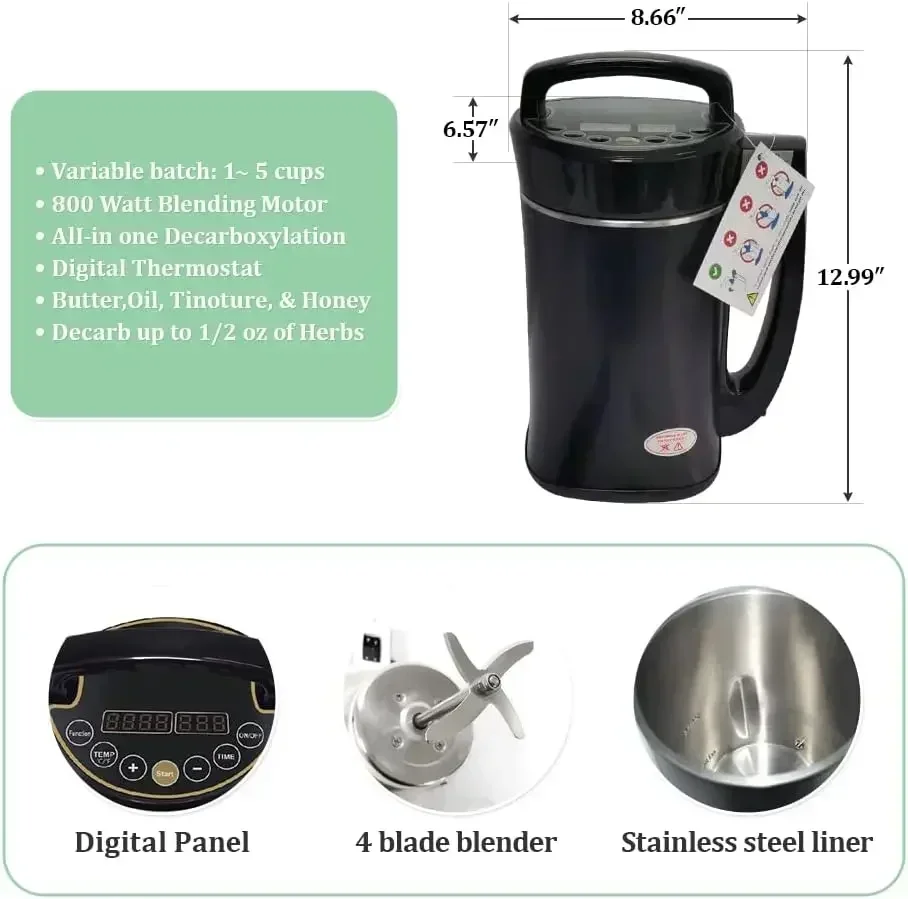 Decarboxylator and Butter Infuser Machine,Herbal Butter Maker Machine,Botanical Decarboxylator Herb Butter Maker & Oil Infuser