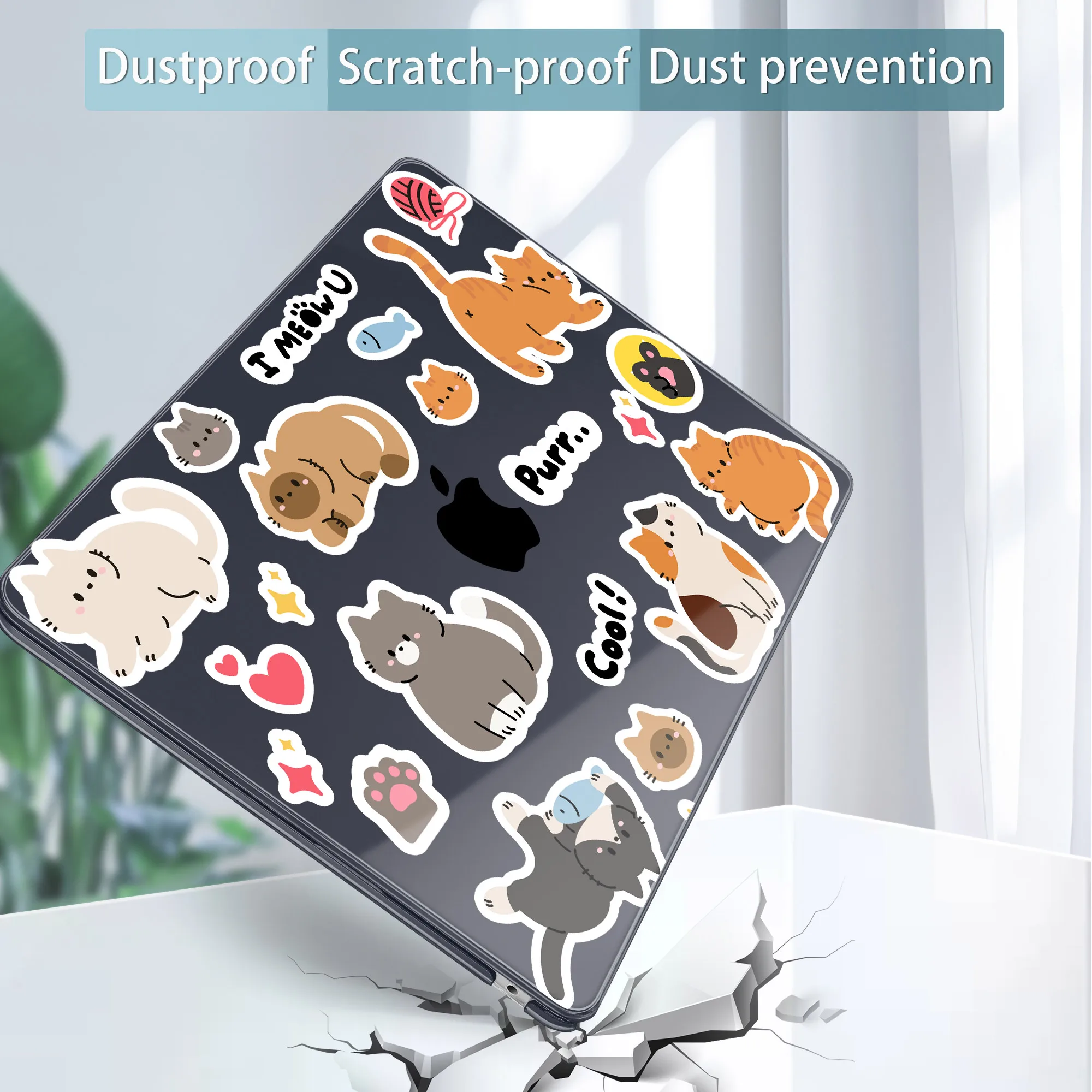 Casing Keras Gambar Kucing Manis untuk MacBook M4 2025 Air 13 15 A3240 A3241 M3 A3113 A3114 A2681 M2 M1 A2337 Pro 13 14 16 A2485 A3401