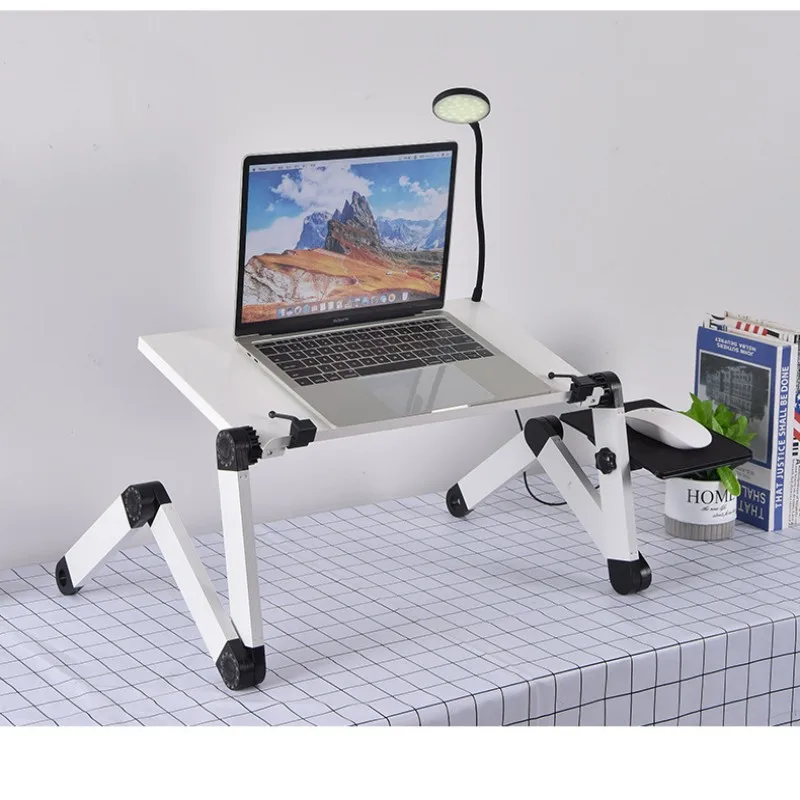 Portable adjustable foldable computer desk, laptop rack, TV bed, laptop desk rack, with desk lamp, mouse pad, cooling fan, lapto