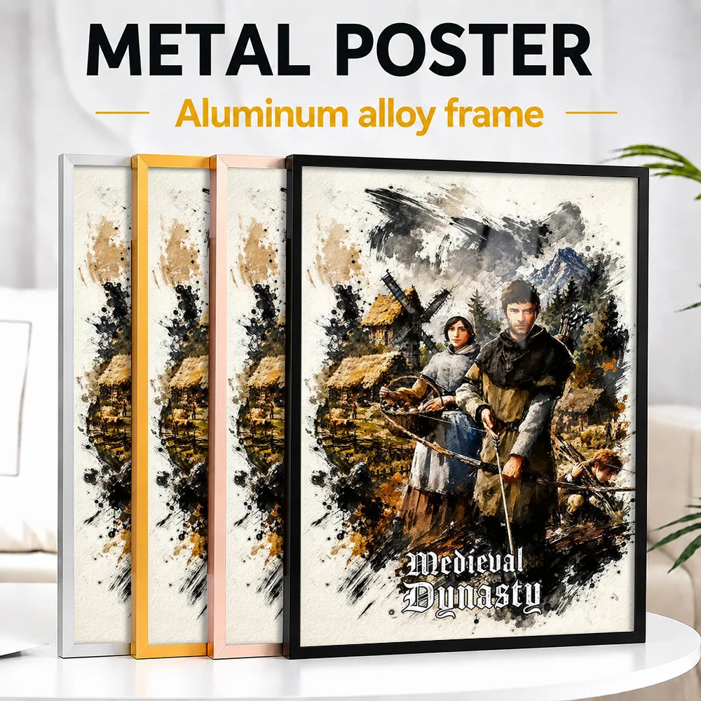 Medieval Dynasty Game Framed Aluminum Metal Poster Customized Hero Tribute Wall Art Designed For Players To Display In Studio