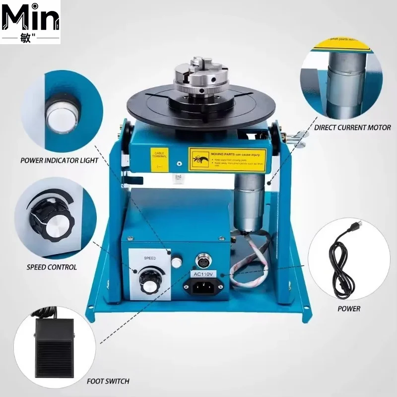 BY-10 10kg Rotary Welding Positioner Turntable With Mini Chuck Torch Stand for Round Workpiece Pipe Welding Industrial