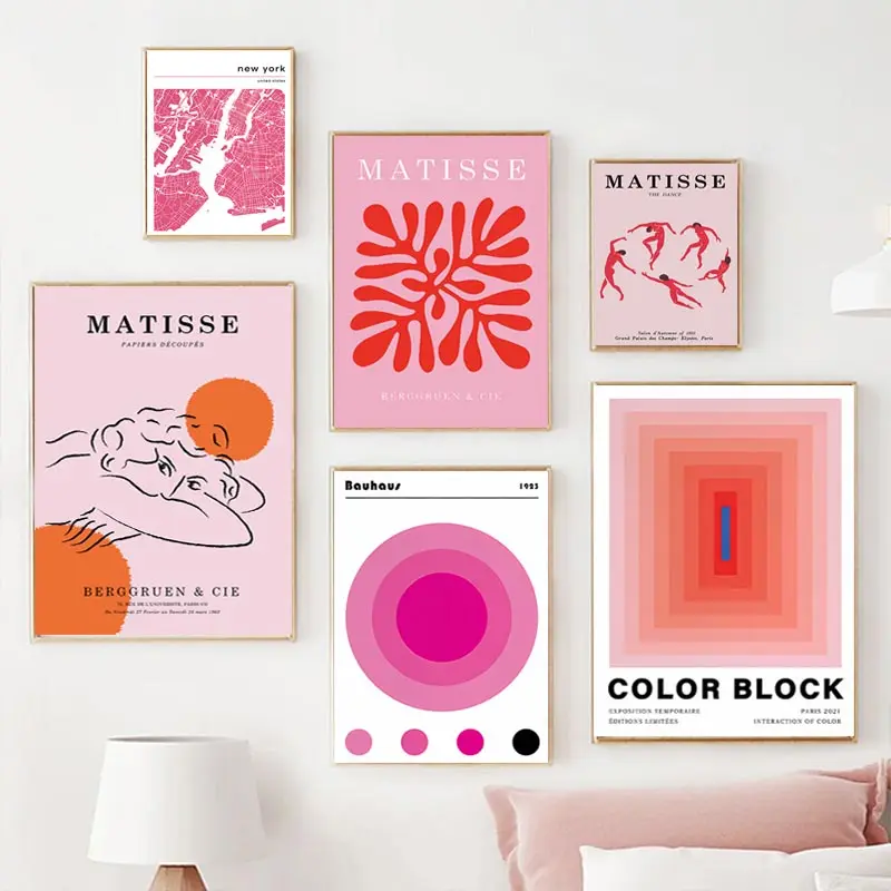 Abstract Pink Matisse Les Muses Map Flower Market Wall Art Canvas Painting Nordic Posters and Prints Wall Picture for Home Decor