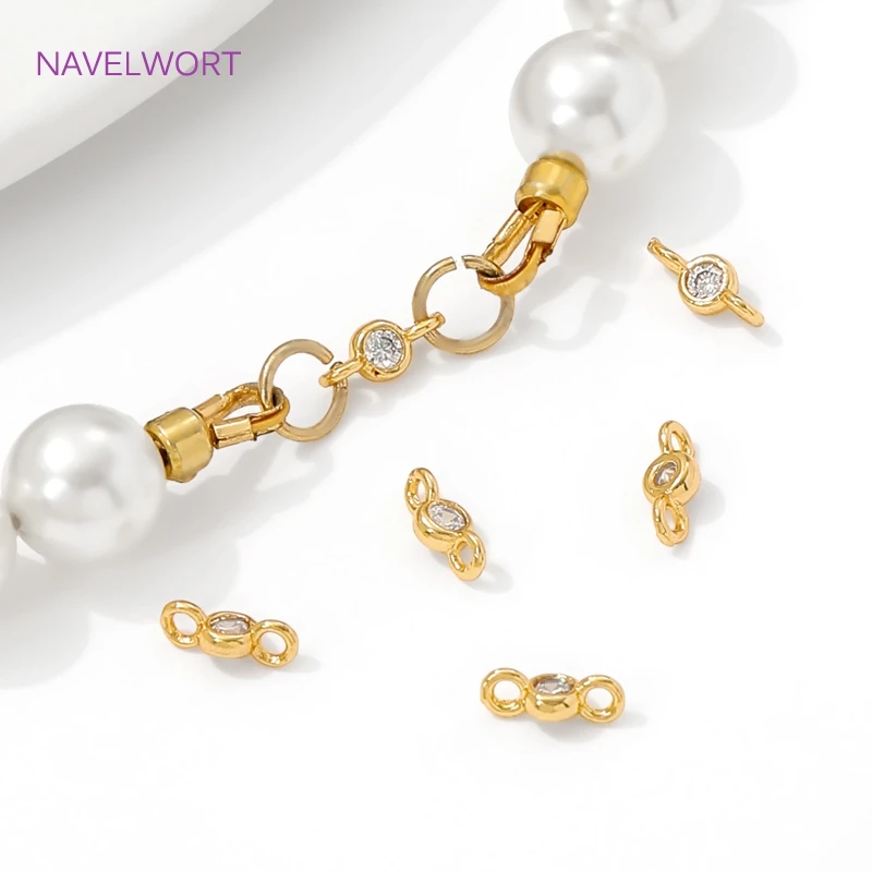 18K Gold Plated With Zircon Connectors For Jewelry Making,Brass Connector Charms,DIY Earring Making Supplies,Jewelry Connector