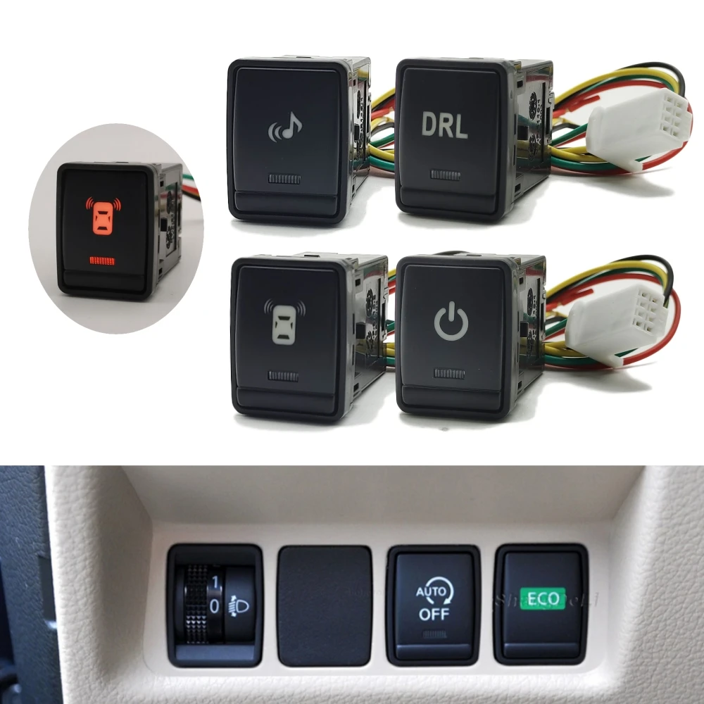 Auto DRL Music Radar Power on Off Push Button Switch Refitted Switch with Wire for Nissan X-Trail TEANA 2013-2018