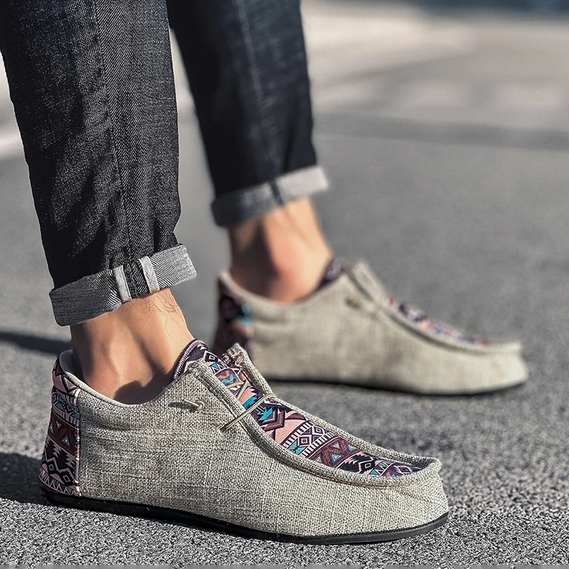 Yrzl Männer Sommer Canvas Schuhe atmungsaktiv bequem Outdoor Slip on Walking Sneakers hochwertige weiche klassische Slipper für Männer